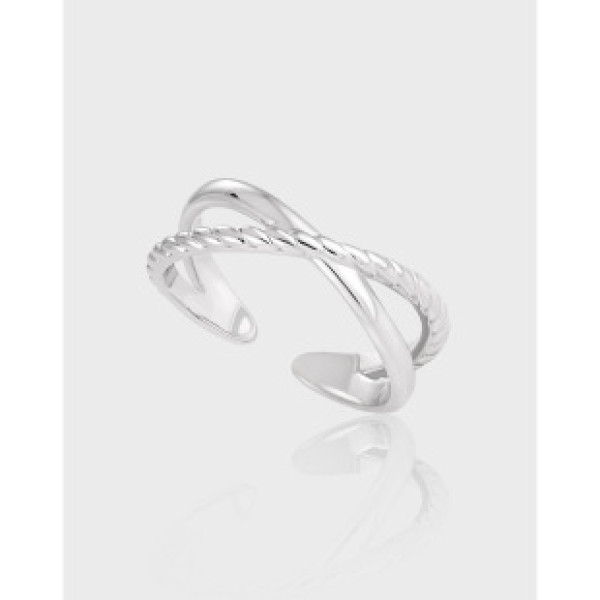 A40939 unique minimalist geometric rope s925 sterling silver ring