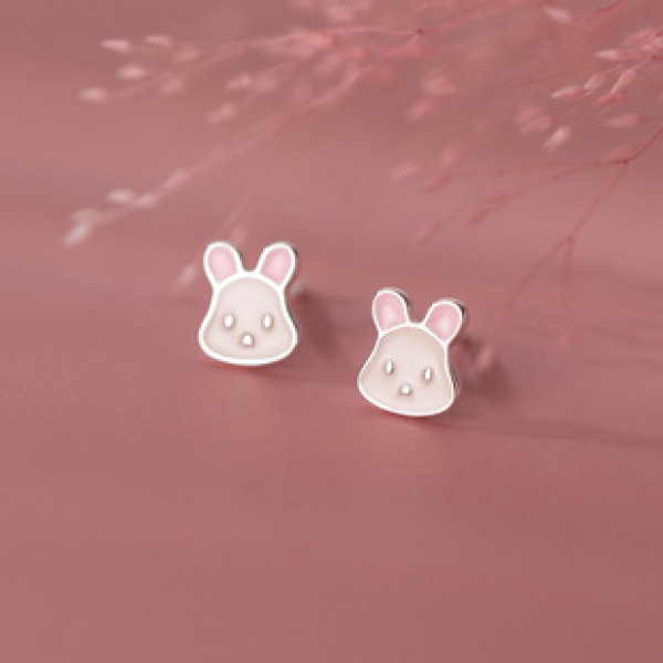 A38478 s925 sterling silver rabbit stud sweet design earrings