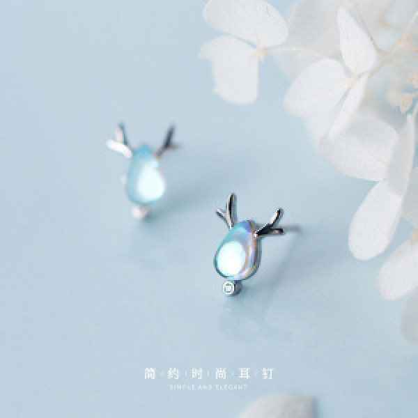 A44833 sterling silver christmas deer stud sweet artificial earrings