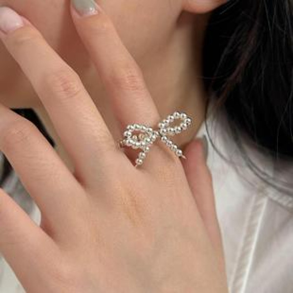 A43219 sterling silver butterfly bead simple fashion adjustable ring