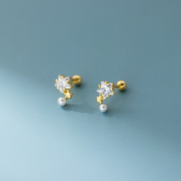 A43772 s925 sterling silver trendy sweet rhinestone stud earrings