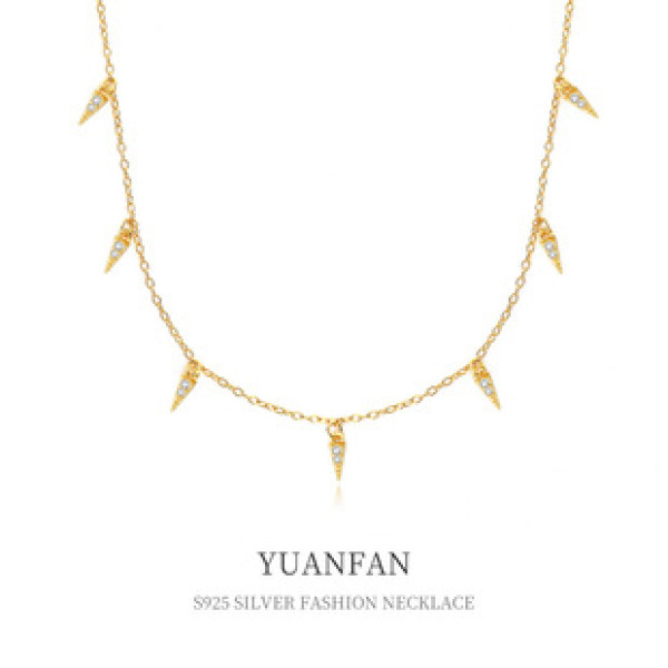 A38599 sterling silver fringe cubic zirconia unique necklace