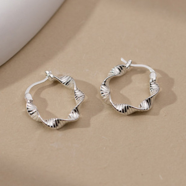 A40131 s925 sterling silver simple spiral bar stripe trendy design earrings