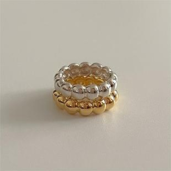 A40439 sterling silver bead simple ring