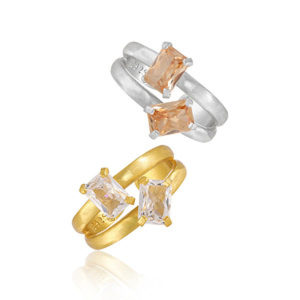 A43587 double layered hollowed rhinestone elegant ring