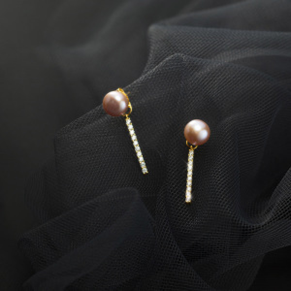 A44555 s925 silver trendy elegant pearl rhinestone sweet earrings