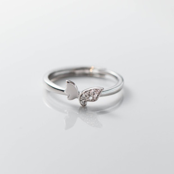 A39063 s925 sterling silver rhinestone butterfly trendy elegant cute ring