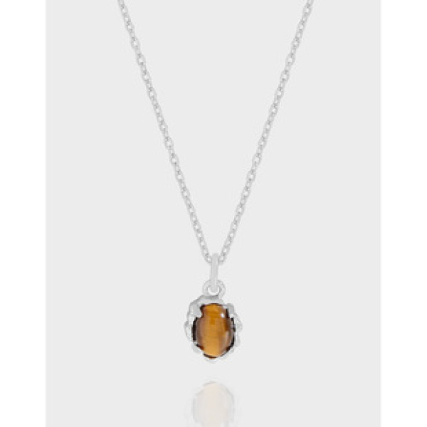 A41481 design geometric oval sterling silver s925 necklace