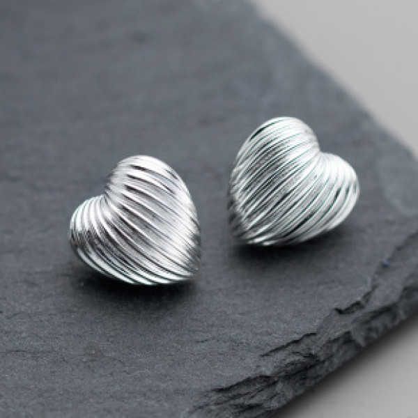 A40965 s925 sterling silver design bar heart stud elegant unique earrings