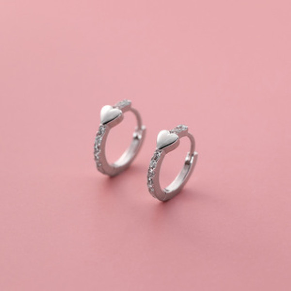 A39655 s925 sterling silver heart rhinestone sweet design elegant earrings
