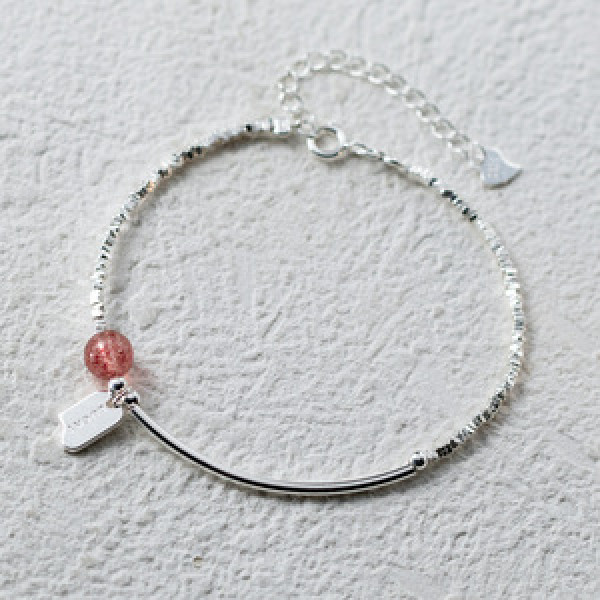 A43573 s925 silver trendy sweet strawberry charm bracelet