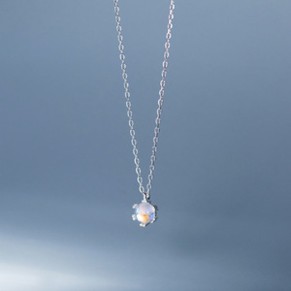A45408 s925 silver sweet cute artificial glass simple choker necklace