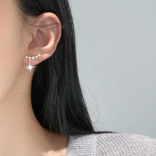 A46419 s925 sterling silver simple rhinestone stud earrings