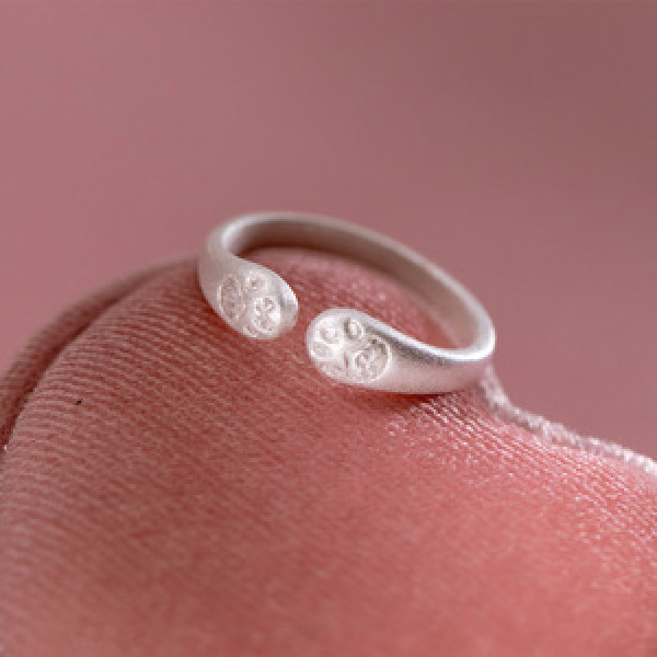 A44313 silver dainty simple matte finish adjustable ring