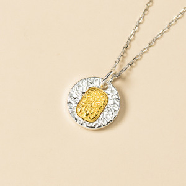 A46396 s925 sterling silver simple yellow circle pendant pendant
