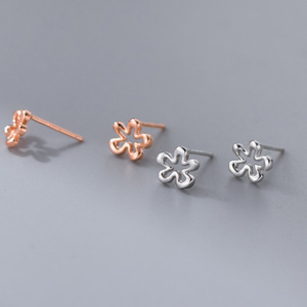 A46301 s925 sterling silver simple hollowed stud earrings