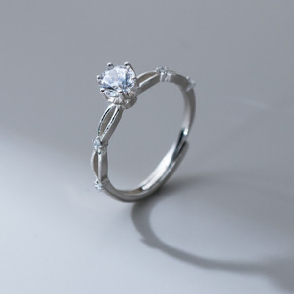 A41842 s925 sterling silver twist rhinestone simulateddiamondring fashion ring