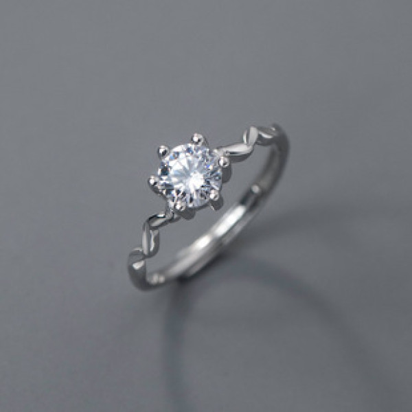 A38337 s925 sterling silver rhinestone simple elegant design ring