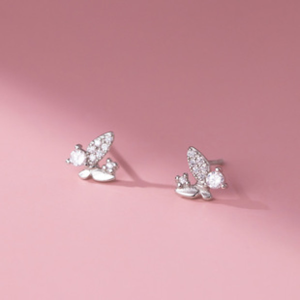 A39684 s925 sterling silver rhinestone butterfly stud trendy grade earrings