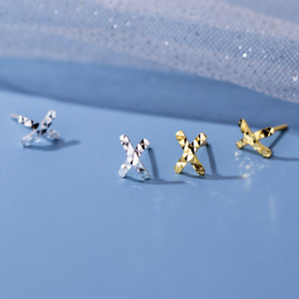 A43852 s925 sterling silver trendy geometric stud simple cute earrings