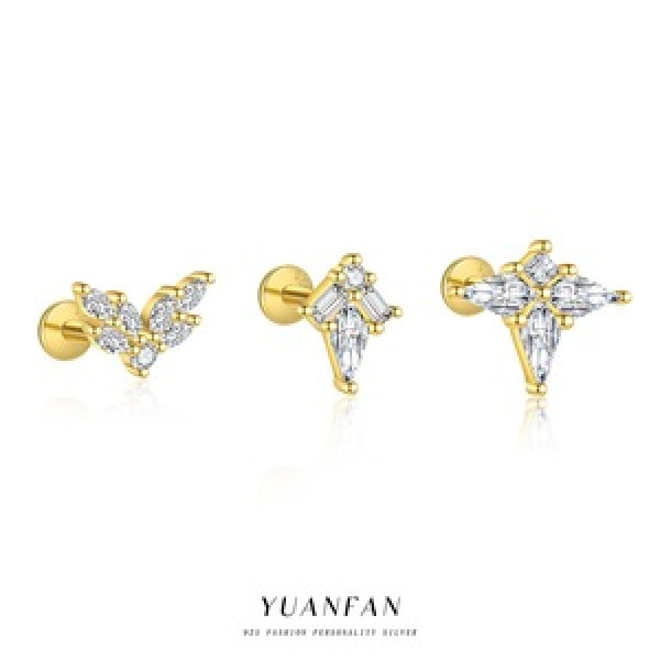 A45695 s925 sterling silver cubic zirconia stud fashion dainty simple earrings