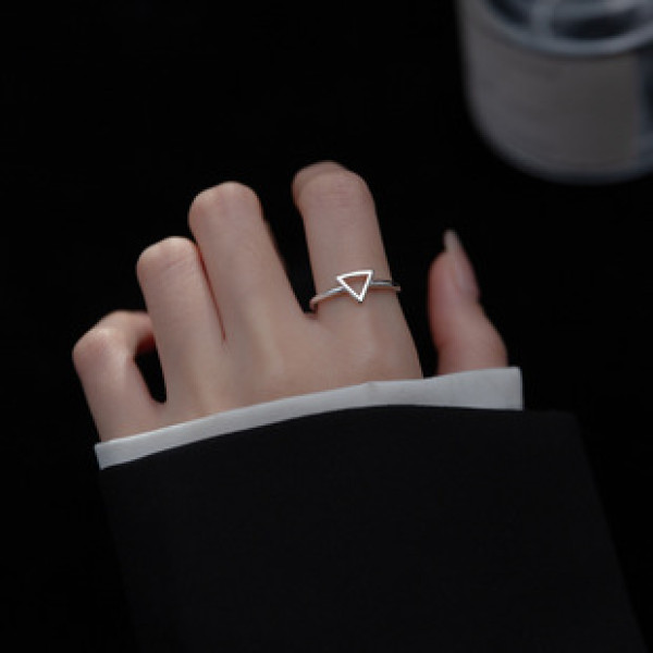 A36218 s925 sterling silver fashion triangle adjustable ring