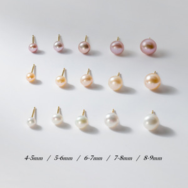A43459 silver fresh water pearl stud simple piercing cute earrings