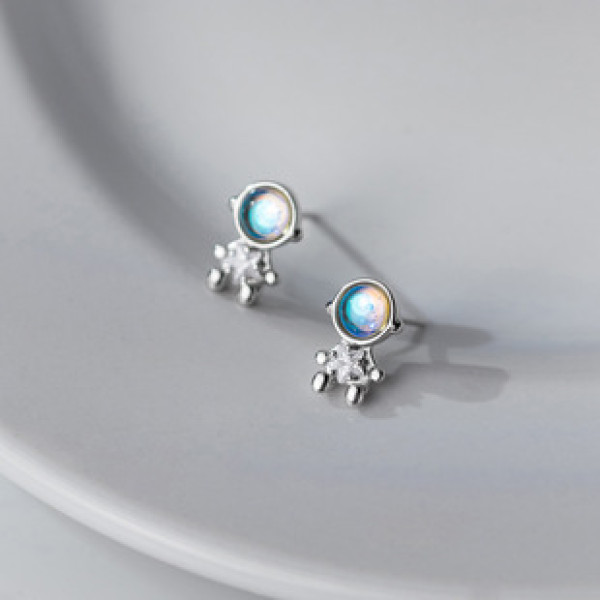 A42487 s925 sterling silver rhinestone stars stud elegant earrings