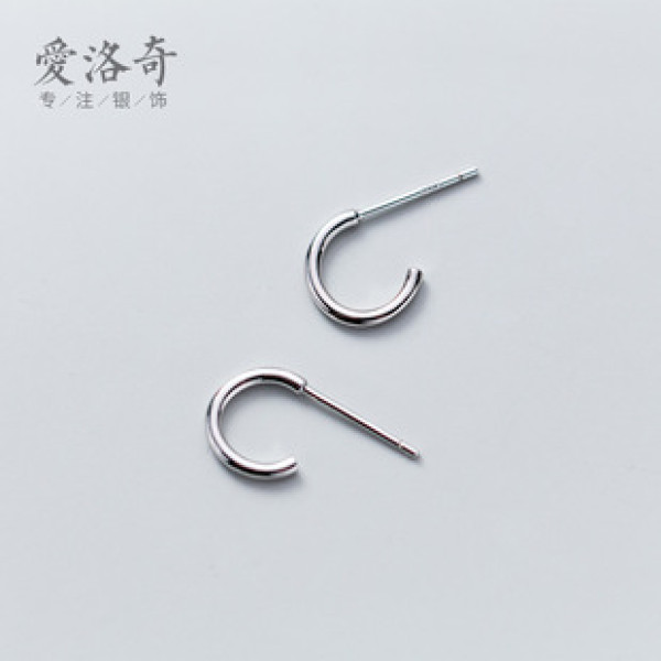 A40595 s925 silver stud simple short trendy geometric earrings