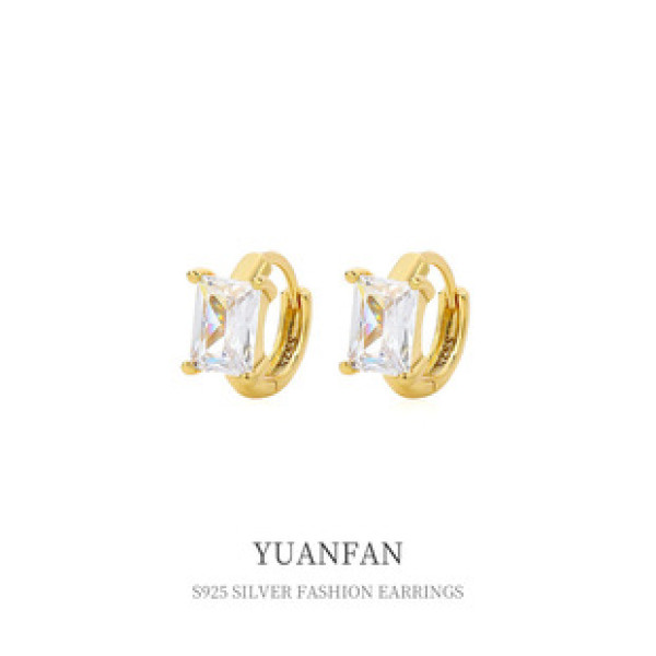 A39701 sterling silver geometric square cubic zirconia fashion elegant earrings