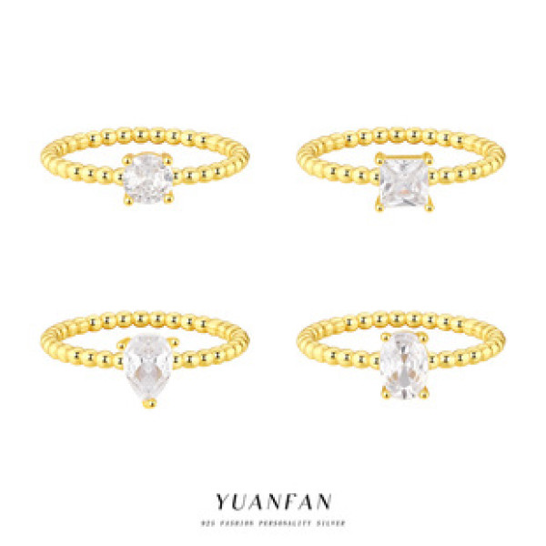 A43412 s925 sterling silver cubic zirconia braided square ring