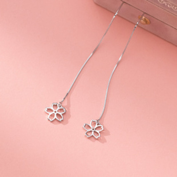 A42935 s925 silver string simple hollowed sweet elegant earrings