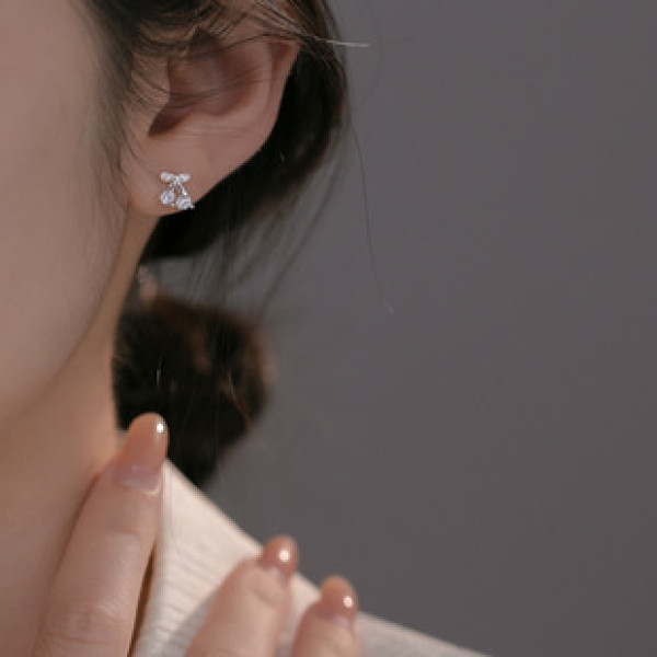 A42450 s925 sterling silver gold rhinestone stud sweet elegant earrings