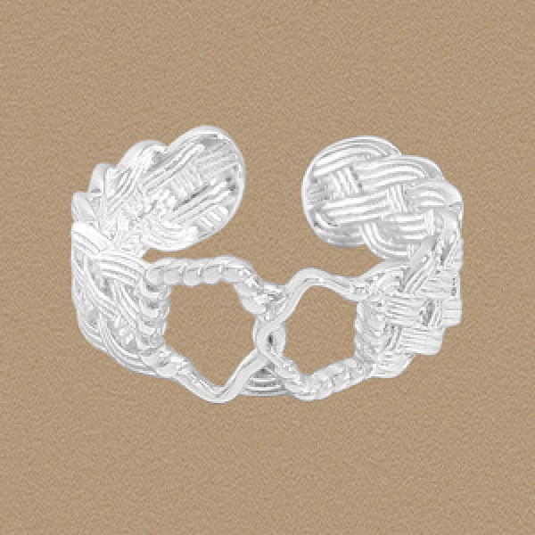 A45665 twist braided hollowed sterling silver s925 adjustable ring