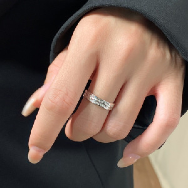 A44777 s925 silver simple wide adjustable ring