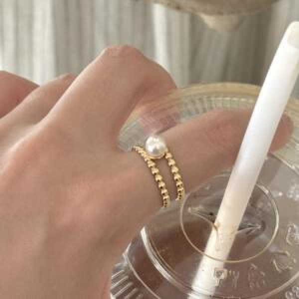A43849 simple s925 sterling silver pearl unique ring