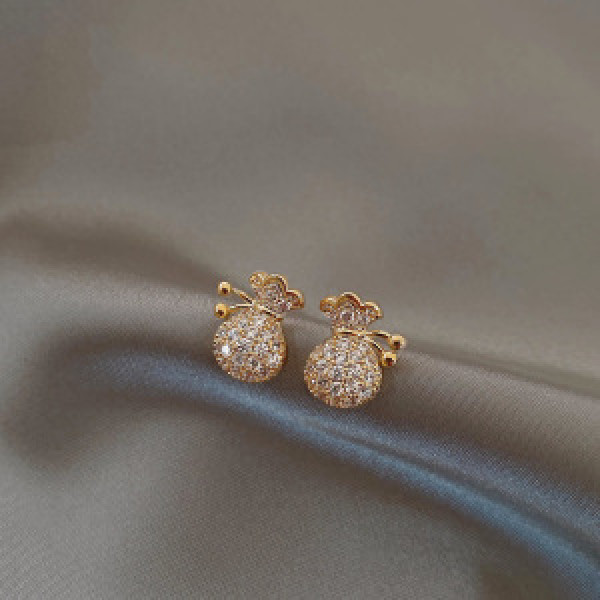 A44412 s925 silver cute sparkling rhinestone stud elegant earrings