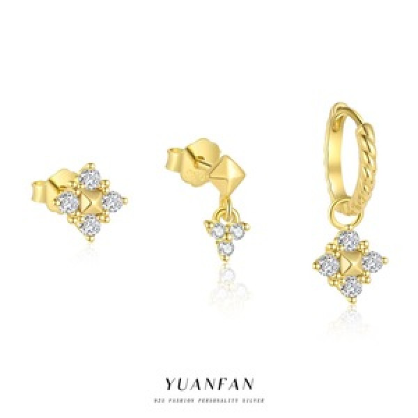 A45268 s925 sterling silver fashion square stud earrings