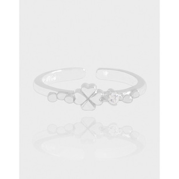 A42789 design heart cubic zirconia adjustable sterling silver s925 ring