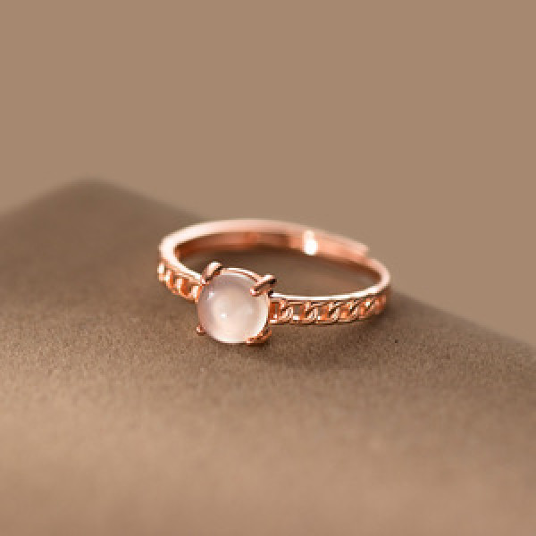 A44956 s925 sterling silver sweet white jade chain bar ring