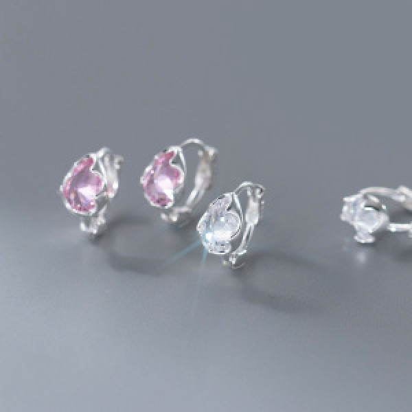 A46248 s925 sterling silver sweet rhinestone teardrop ear buckle