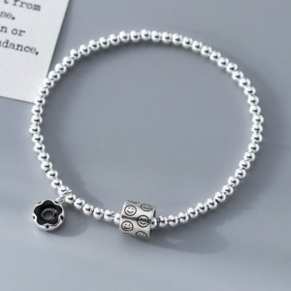 A46363 s925 silver sweet thai smilingface charm bracelet