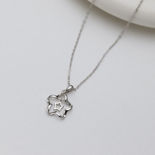 A43731 s925 sterling silver simple trendy sweet flower bar stars necklace