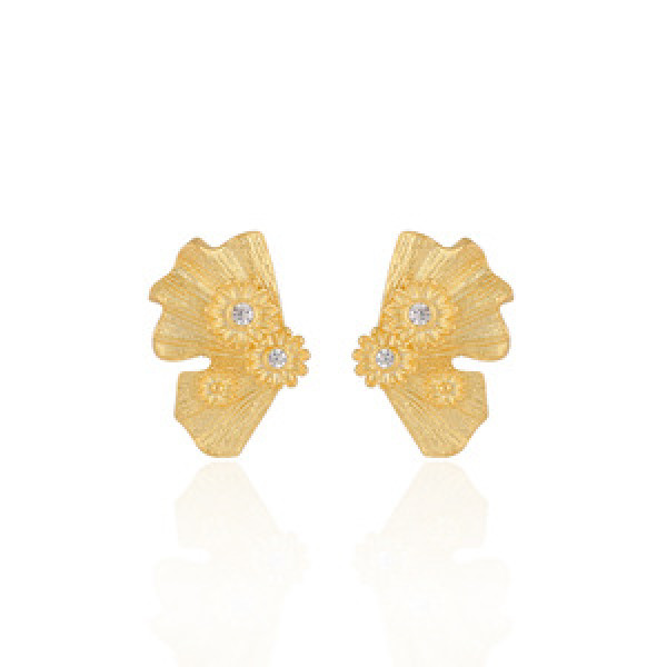A43584 fanshape rhinestone stud s925 sterling silver unique elegant earrings