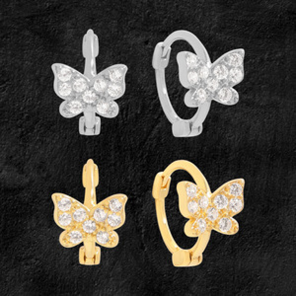 A45910 simple cubic zirconia butterfly sterling silver s925 earrings