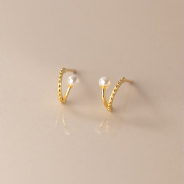 A43090 s925 silver trendy sweet artificial pearl stud adjustable earrings