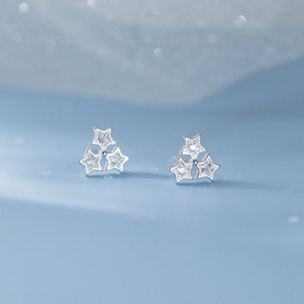 A43197 s925 sterling silver rhinestone stud trendy sweet earrings