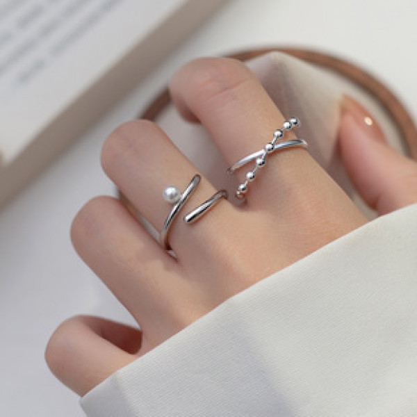 A39237 s925 sterling silver elegant artificial pearl design ring