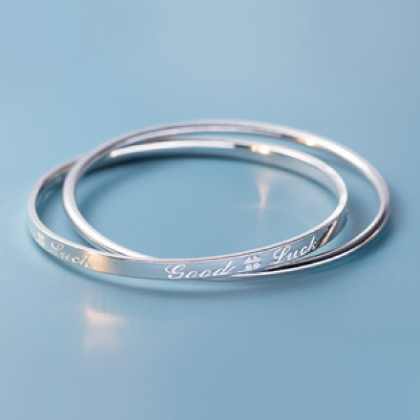 A39179 silver initial bangle bracelet