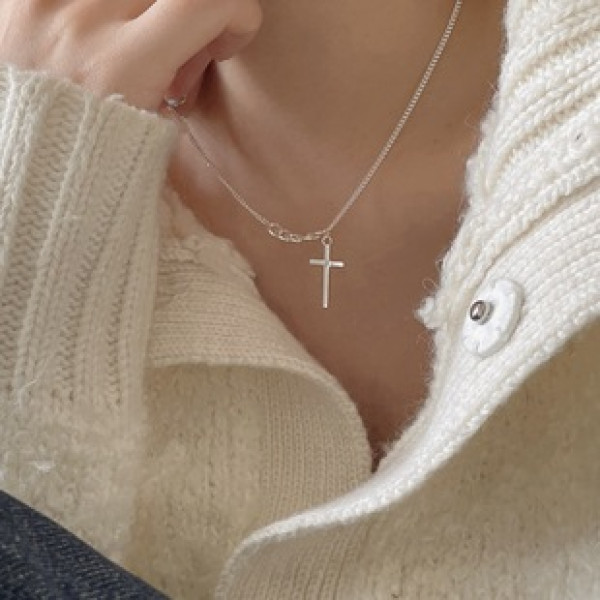 A37785 sterling silver simple necklace